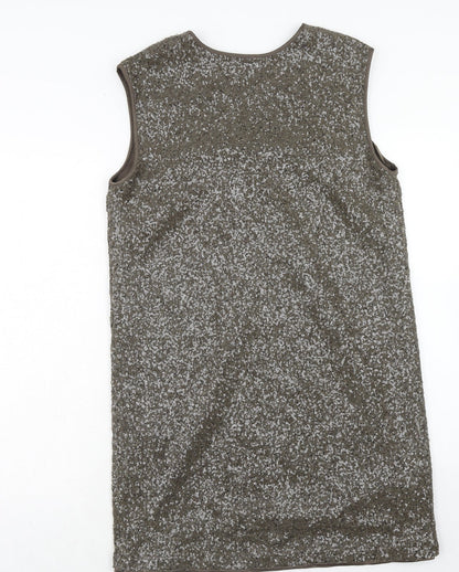Back view of Autograph women’s brown polyamide a-line, size UK 14, v-neck pullover