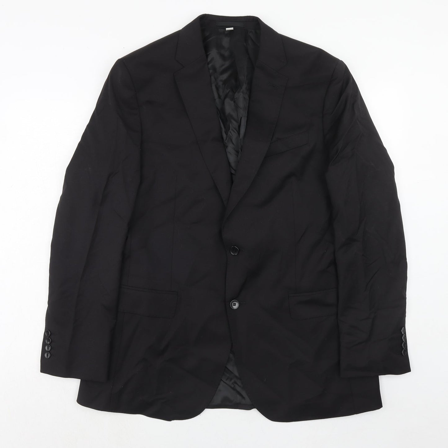 Marks and Spencer Mens Black Polyester Jacket Suit Jacket Size 42 Regular
