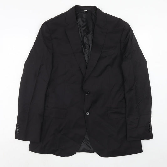 Marks and Spencer Mens Black Polyester Jacket Suit Jacket Size 42 Regular
