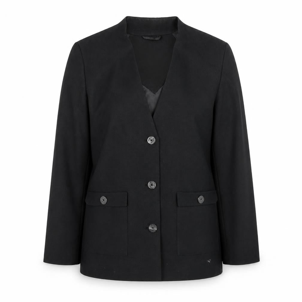 David Barry Womens Black Polyester Jacket Blazer Size 12