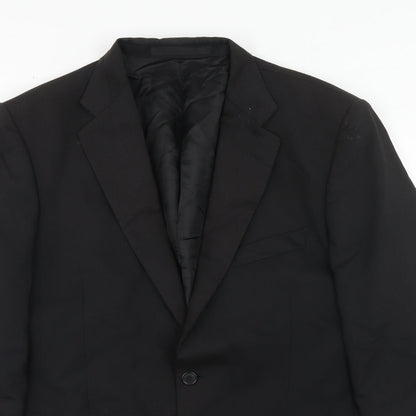 Close-up detail of Autograph men’s black wool jacket suit jacket, size 40, regular