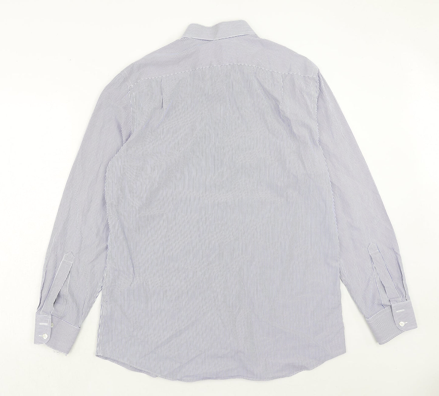Charles Tyrwhitt Mens Blue Striped Cotton Button-Up Size 16.5 Collared Button