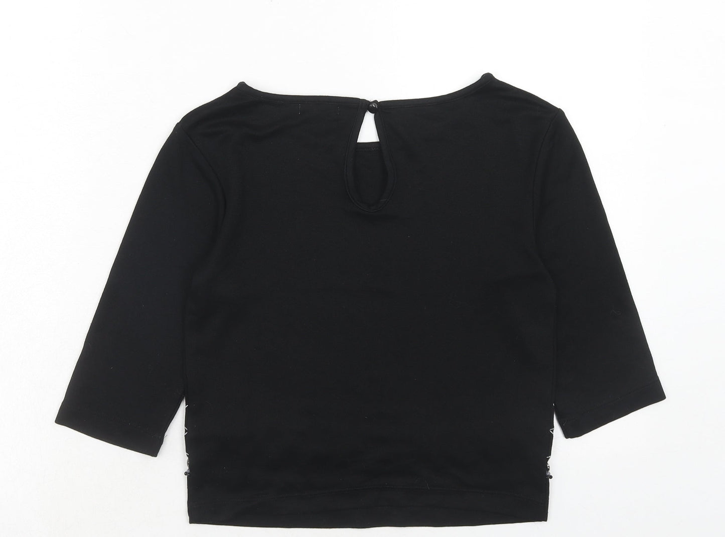Cooperative Womens Black Geometric Polyester Basic Blouse Size XS Round Neck