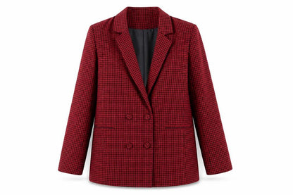 Stradivarius Womens Red Check Polyester Jacket Suit Jacket Size M