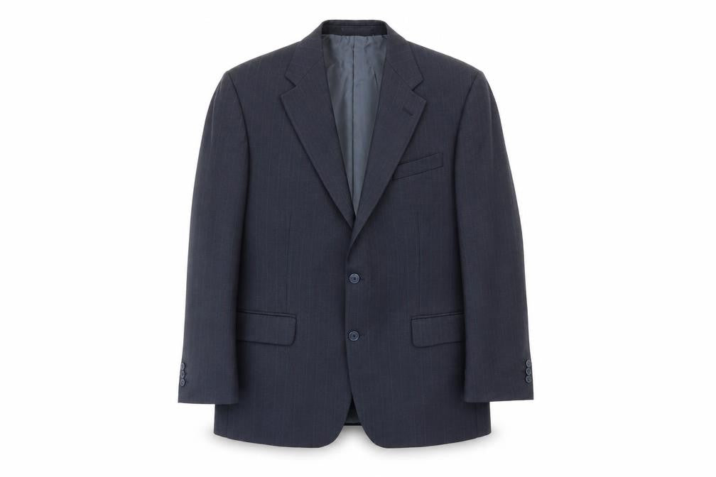 Greenwoods Mens Blue Striped Polyester Jacket Suit Jacket Size 44 Regular