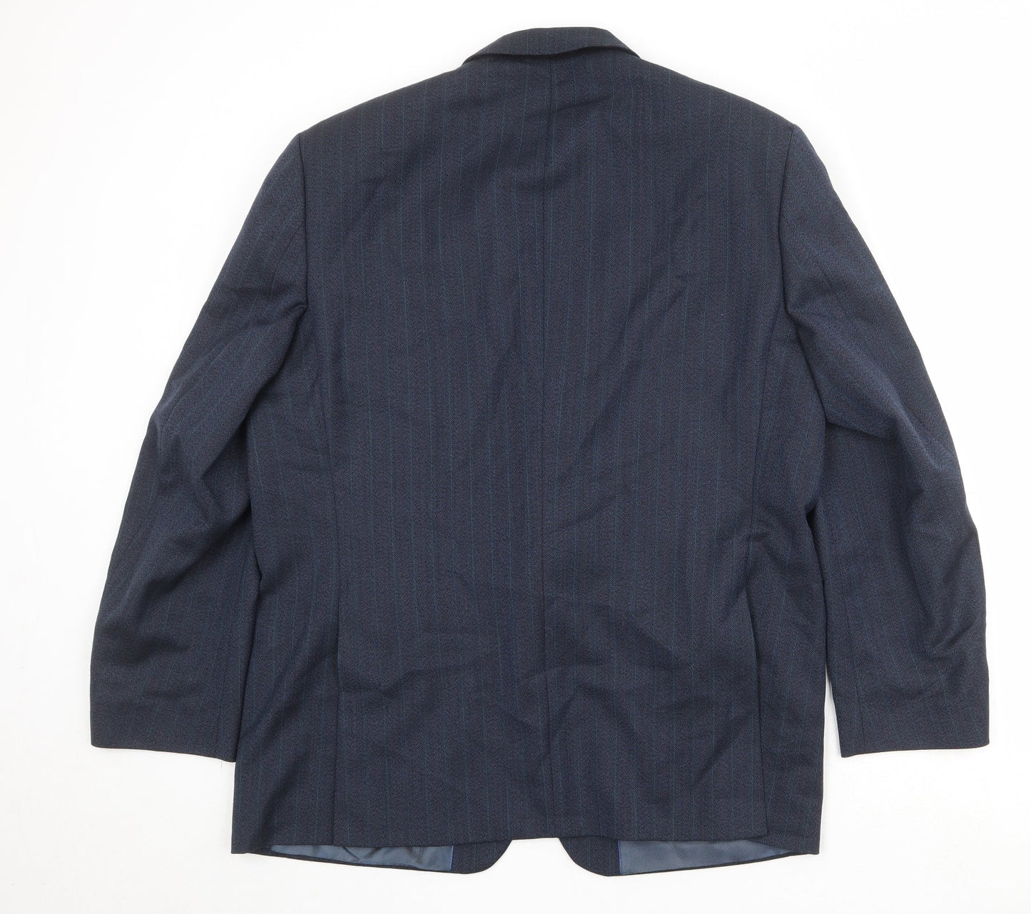 Greenwoods Mens Blue Striped Polyester Jacket Suit Jacket Size 44 Regular