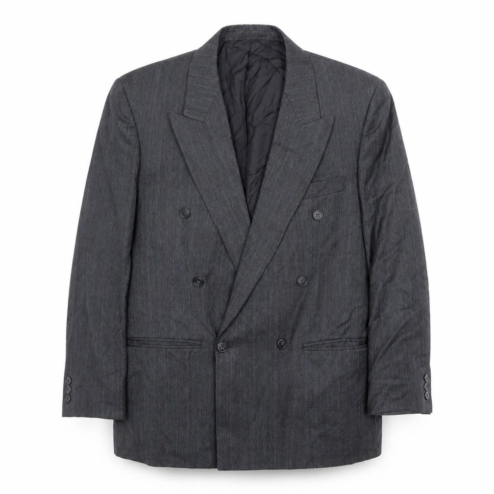 Marks & Spencer Mens Grey Striped Polyester Jacket Suit Jacket Size 38 Regular
