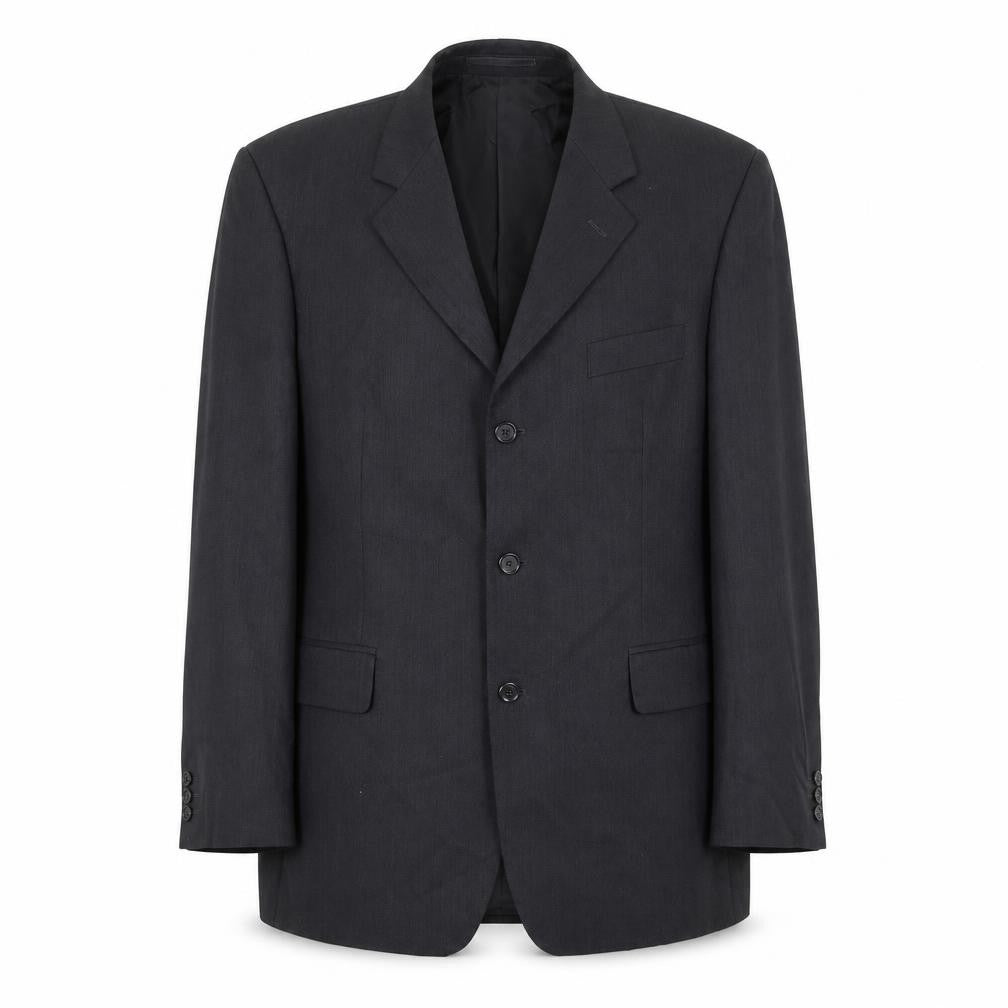 Pinstripe Mens Black Polyester Jacket Suit Jacket Size 44 Regular