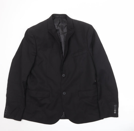 H&M Mens Black Polyester Jacket Suit Jacket Size 44 Regular