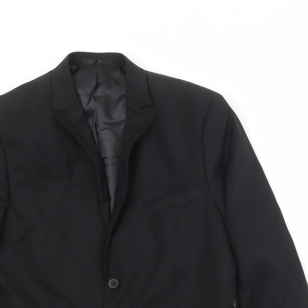 H&M Mens Black Polyester Jacket Suit Jacket Size 44 Regular