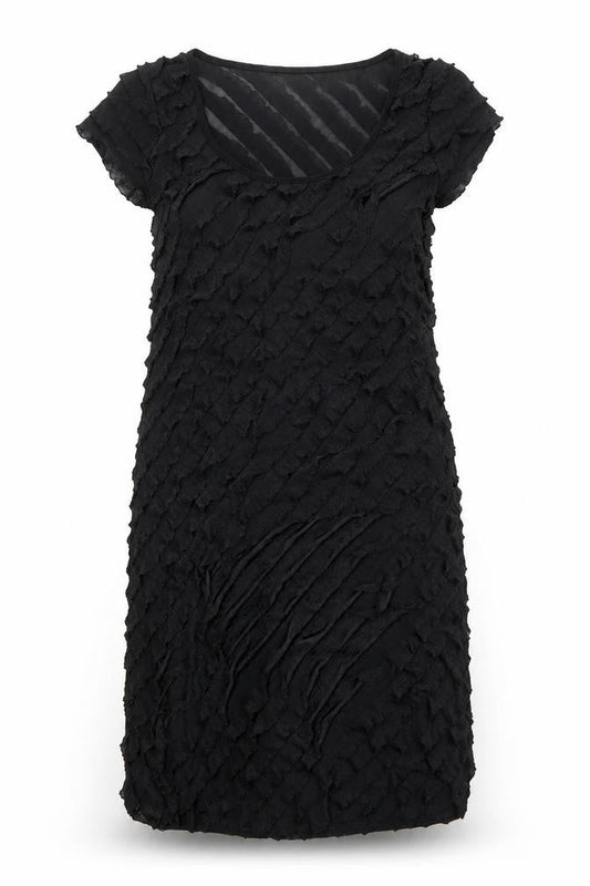 Front view of Roman women’s black geometric polyester a-line, size UK 14, round neck pullover
