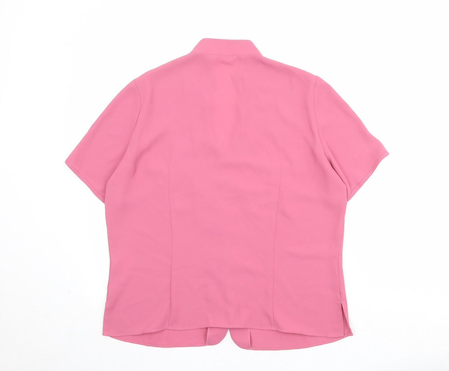 Marks and Spencer Womens Pink Polyester Basic Button-Up Size 14 V-Neck