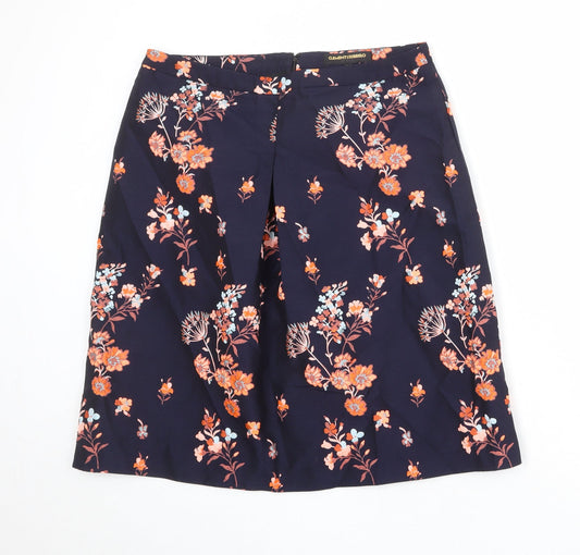 Clements Ribeiro Womens Blue Floral Polyester A-Line Skirt Size XL Zip