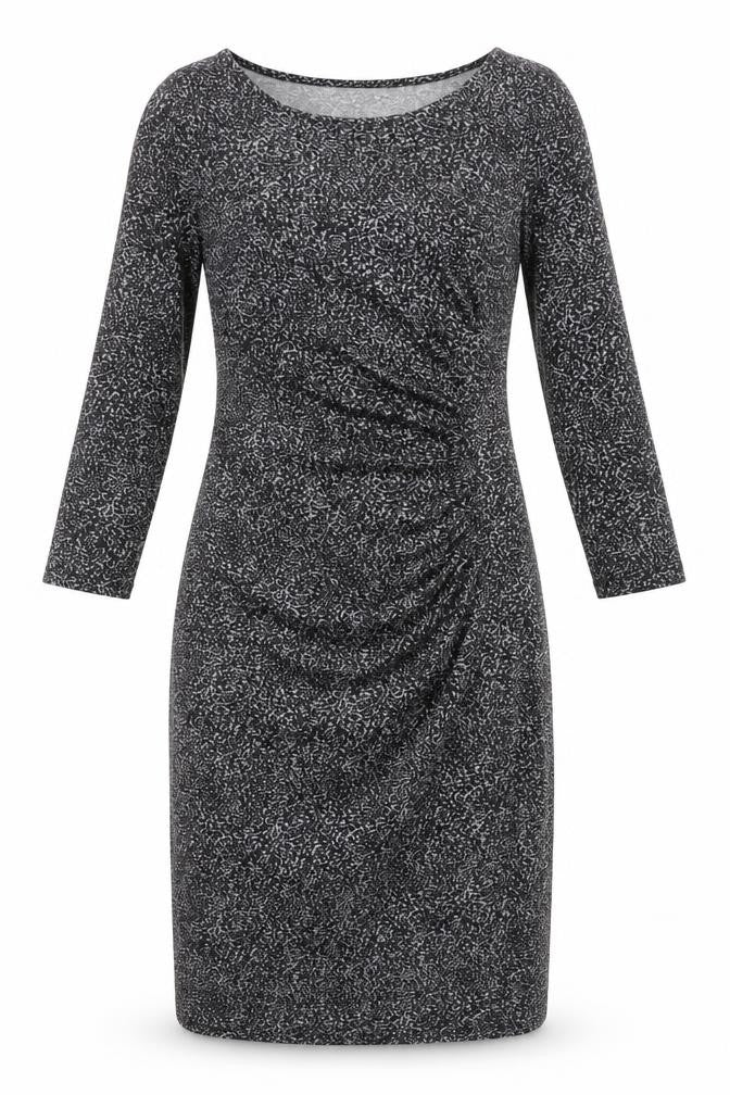 Oasis Womens Black Animal Print Viscose Sheath Size M Boat Neck Pullover