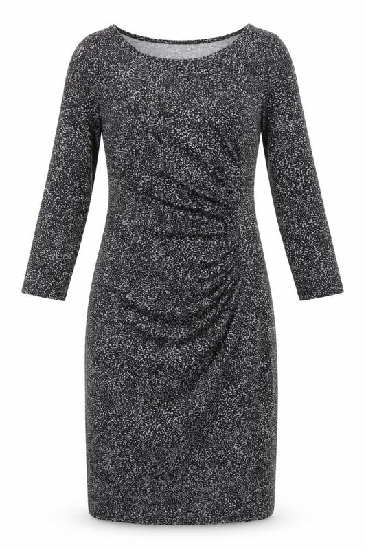 Oasis Womens Black Animal Print Viscose Sheath Size M Boat Neck Pullover