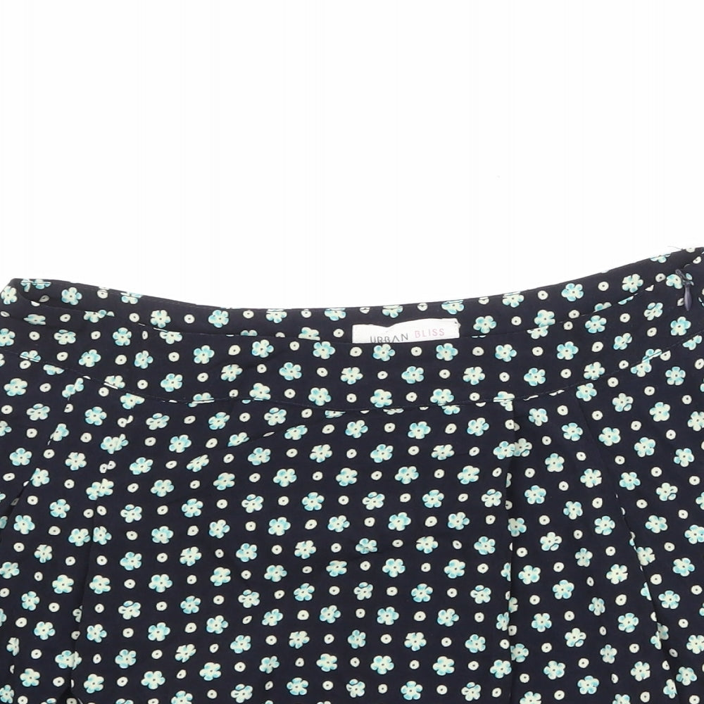 Urban Bliss Womens Black Floral Polyester Culotte Shorts Size 10 Regular Zip