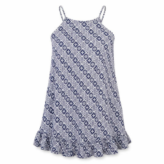 Marks & Spencer Womens Blue Geometric Viscose Slip Dress Size 14 Scoop Neck Pullover