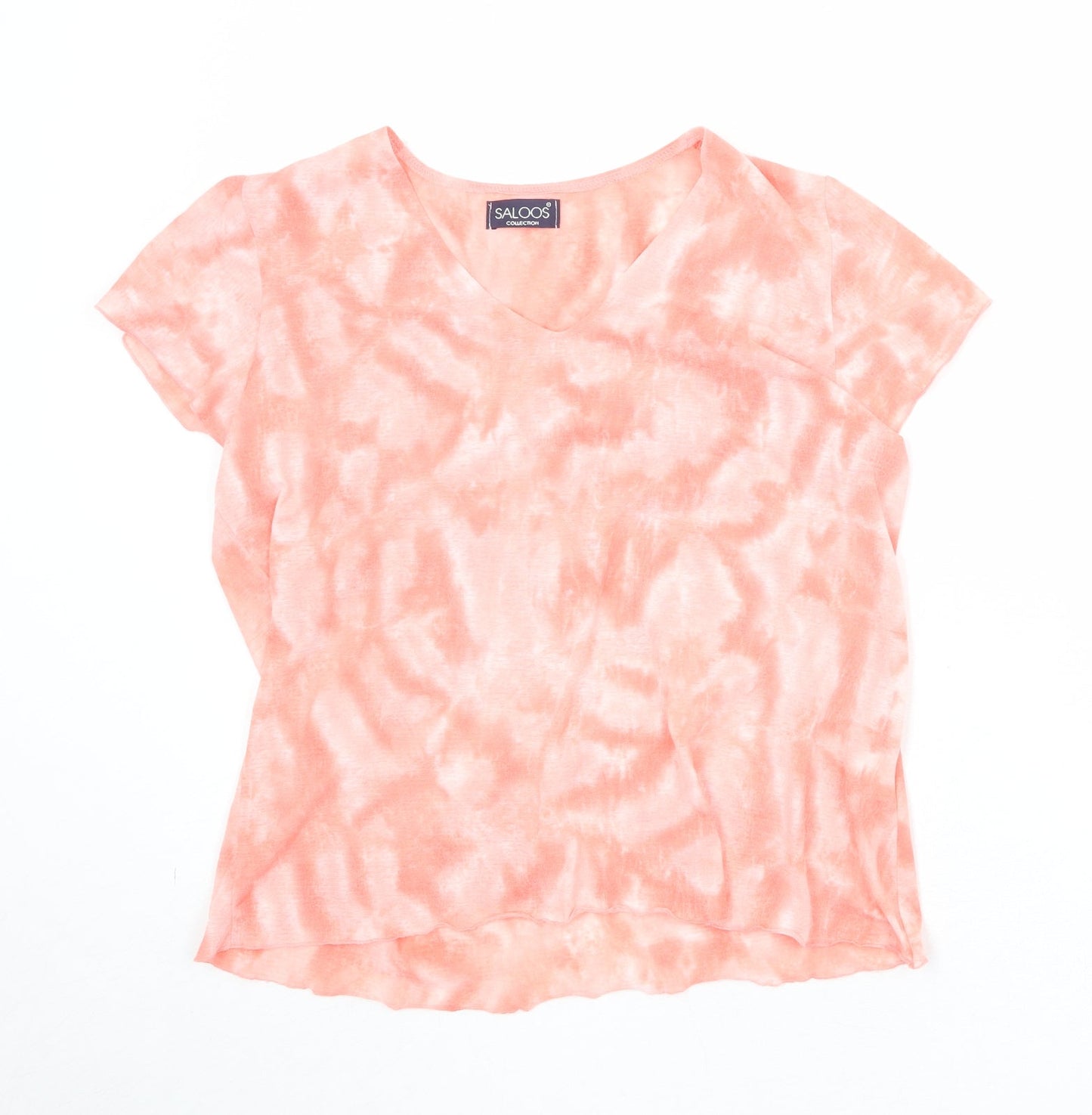 Saloos Womens Pink Geometric Polyester Basic T-Shirt Size M V-Neck - Size M/L