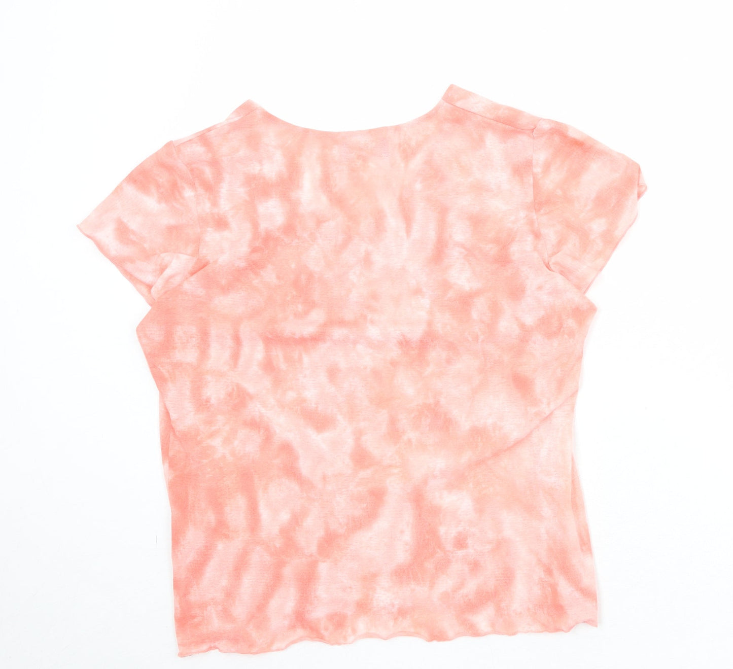 Saloos Womens Pink Geometric Polyester Basic T-Shirt Size M V-Neck - Size M/L