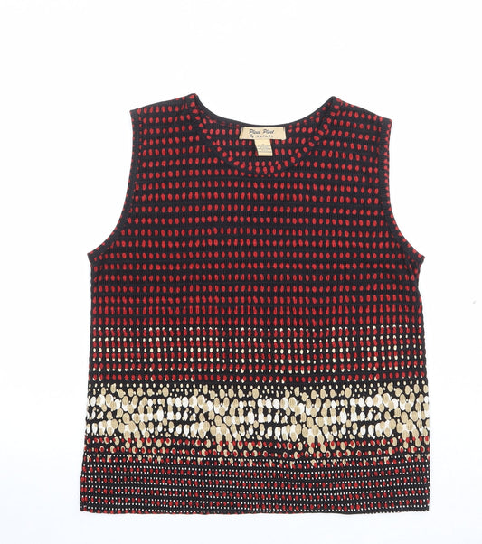 Pleat Pleat Womens Multicoloured Geometric Polyester Basic Tank Size S Round Neck