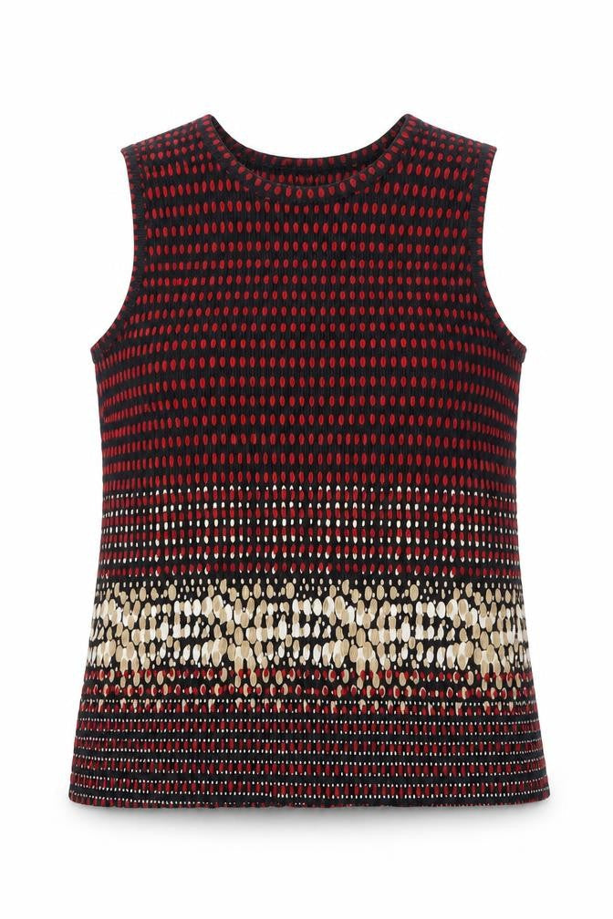 Pleat Pleat Womens Multicoloured Geometric Polyester Basic Tank Size S Round Neck
