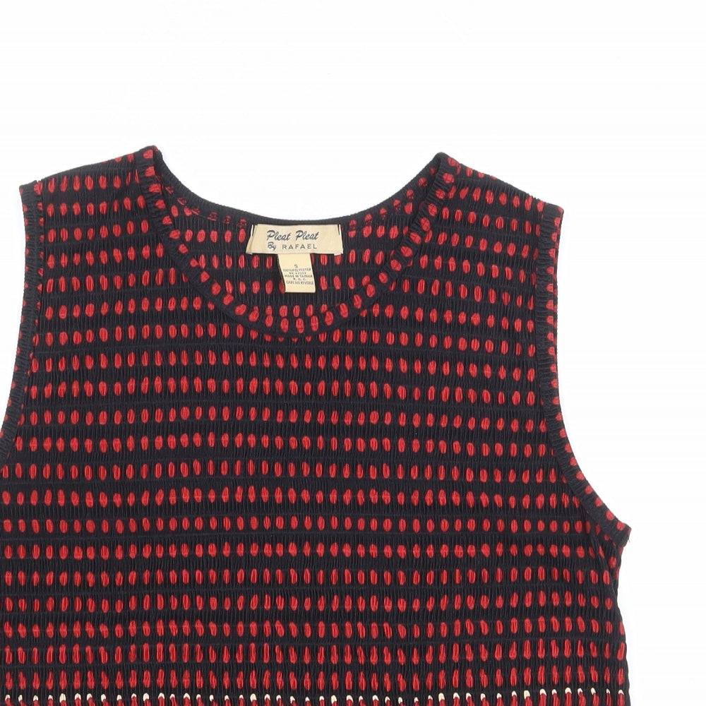 Pleat Pleat Womens Multicoloured Geometric Polyester Basic Tank Size S Round Neck