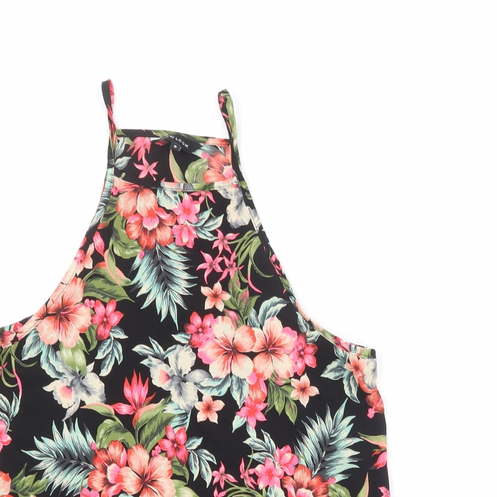 New Look Womens Multicoloured Floral Polyester Basic Tank Size 8 Round Neck