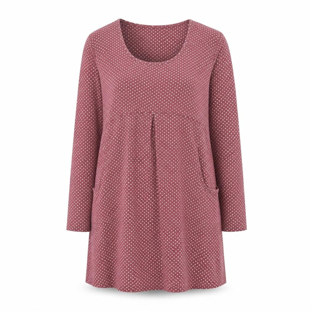 Brantree Womens Pink Polka Dot Bamboo A-Line Size L Round Neck Pullover