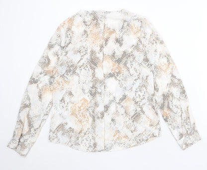 New Look Womens Beige Animal Print Polyester Basic Blouse Size 10 Square Neck - Snakeskin Pattern