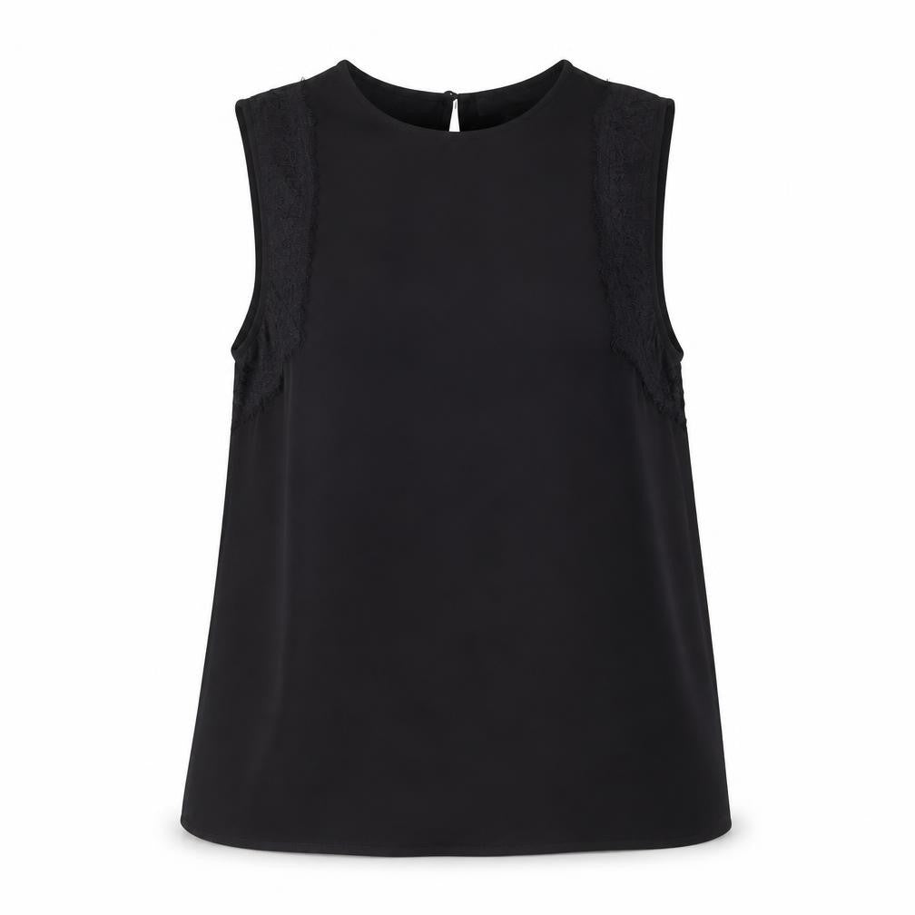 Warehouse Womens Black Polyester Basic Tank Size 10 Round Neck