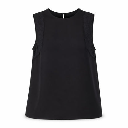 Warehouse Womens Black Polyester Basic Tank Size 10 Round Neck