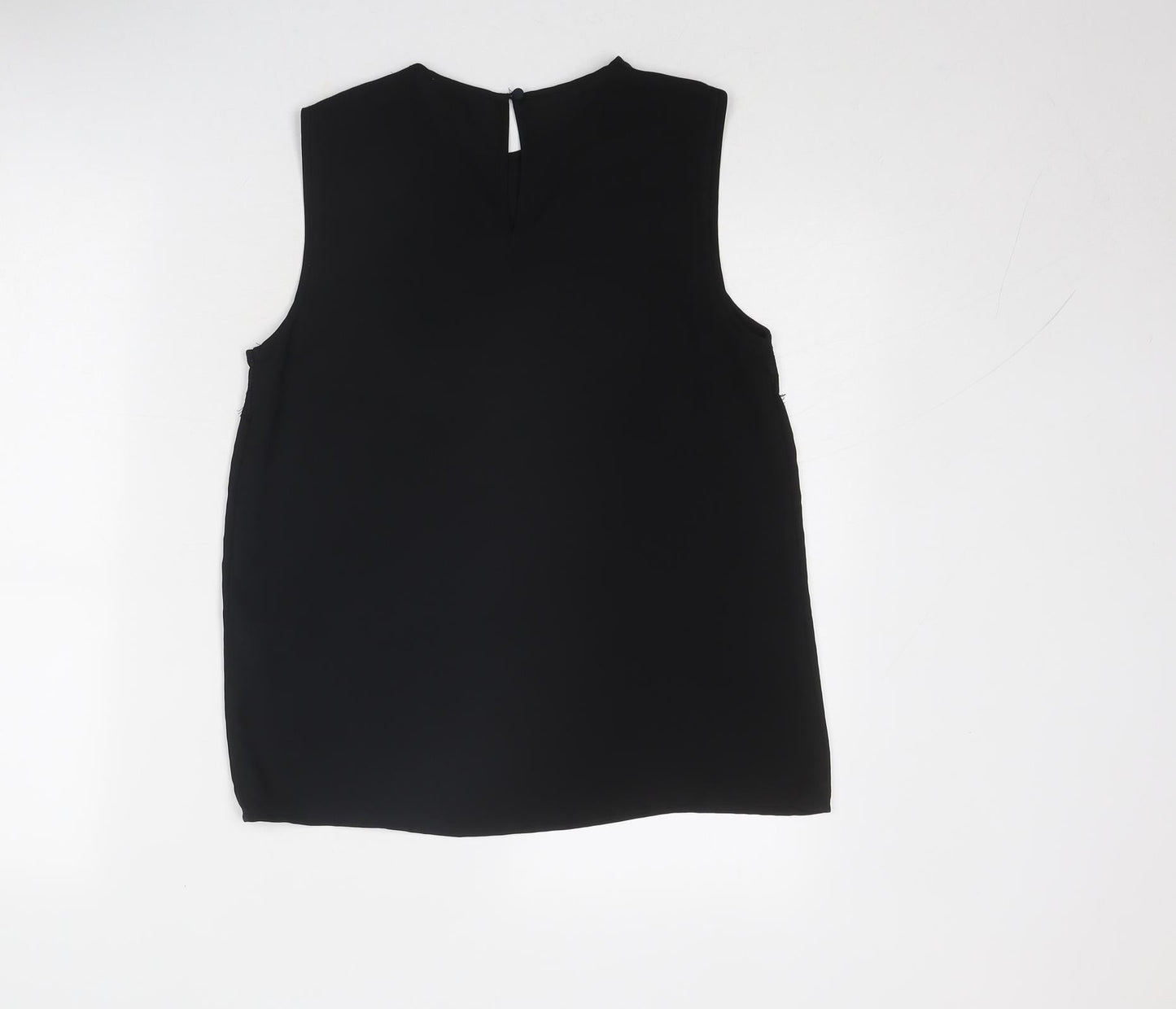 Warehouse Womens Black Polyester Basic Tank Size 10 Round Neck