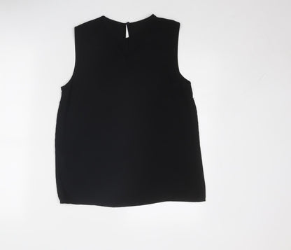Warehouse Womens Black Polyester Basic Tank Size 10 Round Neck