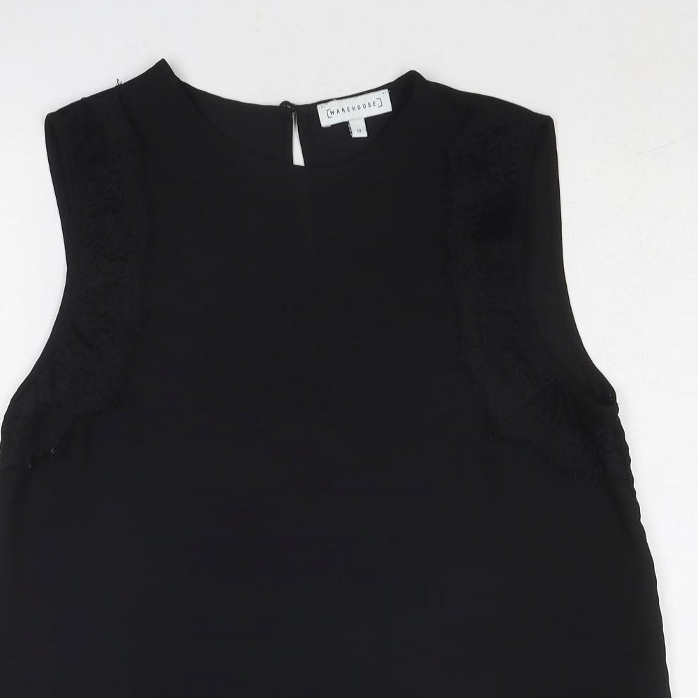 Warehouse Womens Black Polyester Basic Tank Size 10 Round Neck