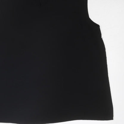 Warehouse Womens Black Polyester Basic Tank Size 10 Round Neck