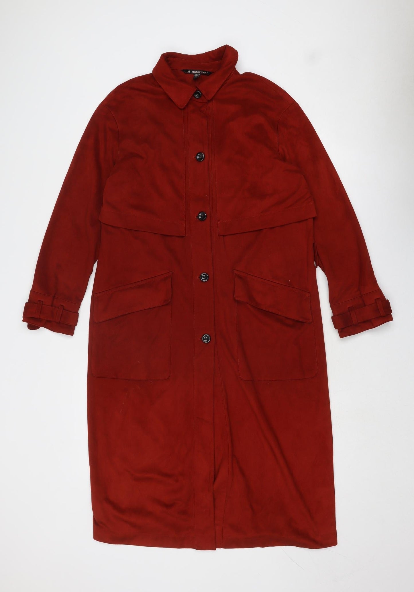 TRF Collection Womens Red Pea Coat Coat Size S Button