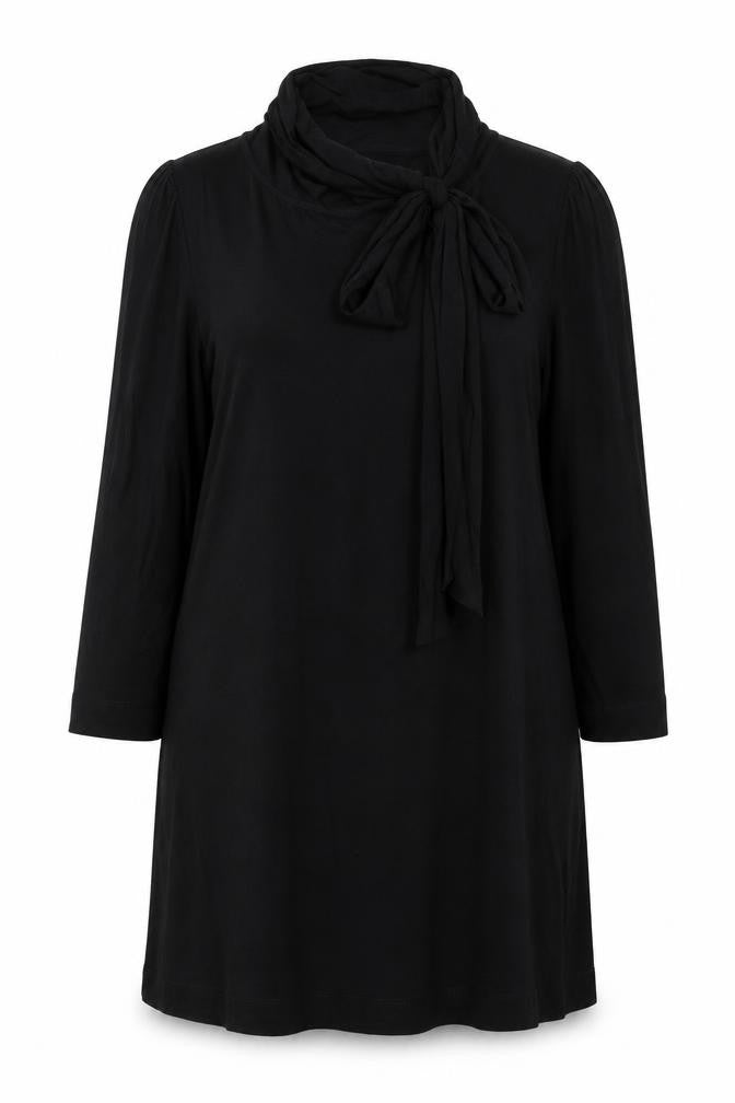 H&M Womens Black Cotton A-Line Size 14 Round Neck Tie