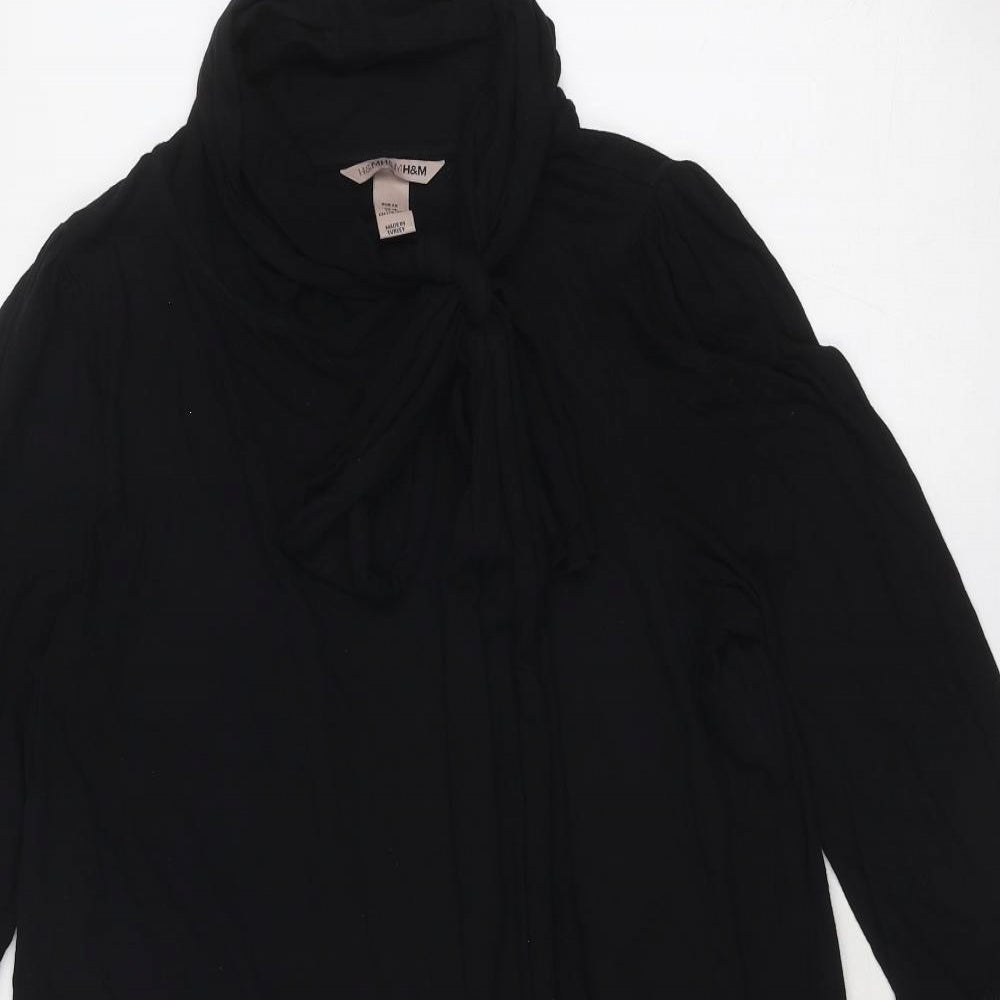 H&M Womens Black Cotton A-Line Size 14 Round Neck Tie
