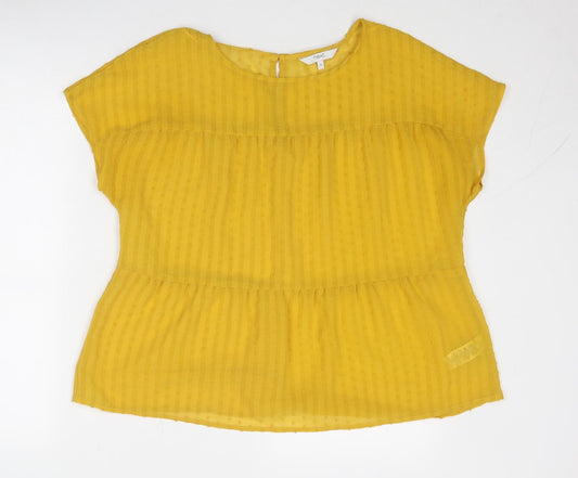 NEXT Womens Yellow Polyester Basic Blouse Size 10 Round Neck
