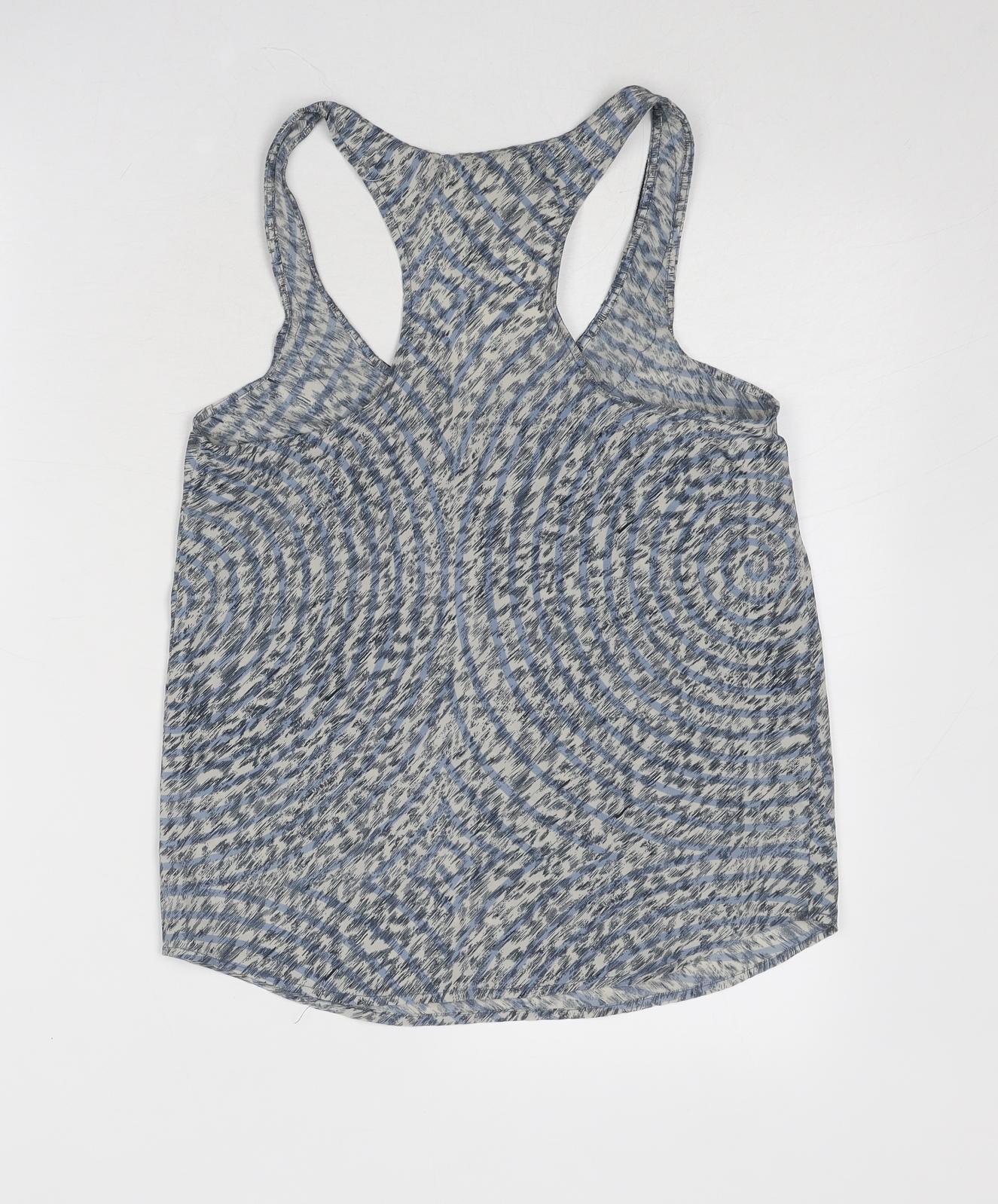 Staring at Stars Womens Blue Geometric Viscose Basic Tank Size XS Round Neck - Lace Detail
