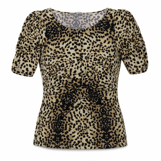 Marks and Spencer Womens Brown Geometric Polyester Basic Blouse Size 8 Round Neck
