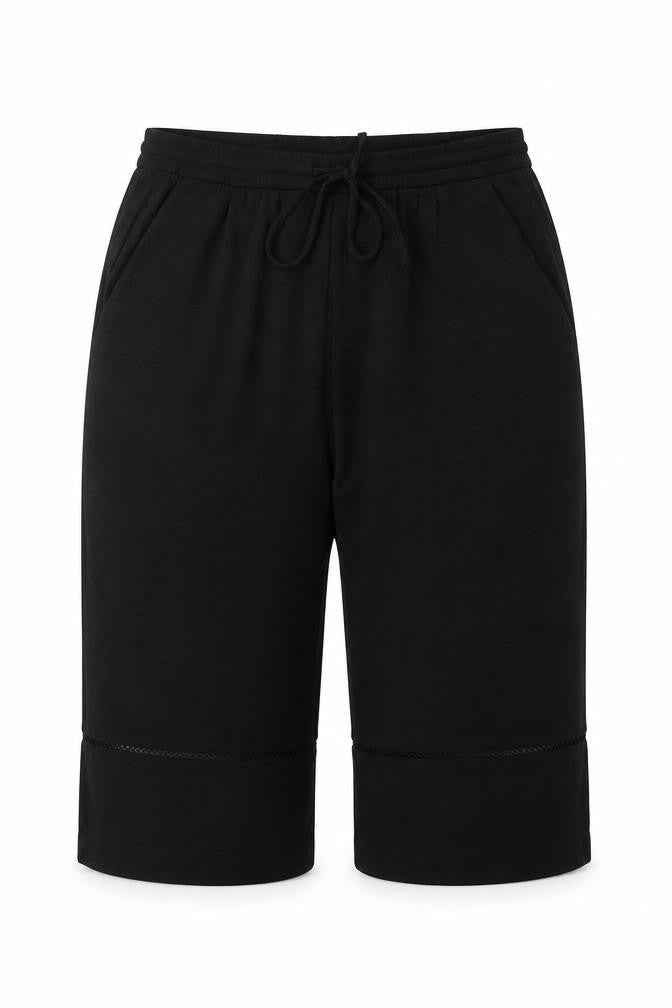 Zara Womens Black Polyacrylate Fibre Cropped Trousers Size L Regular Drawstring