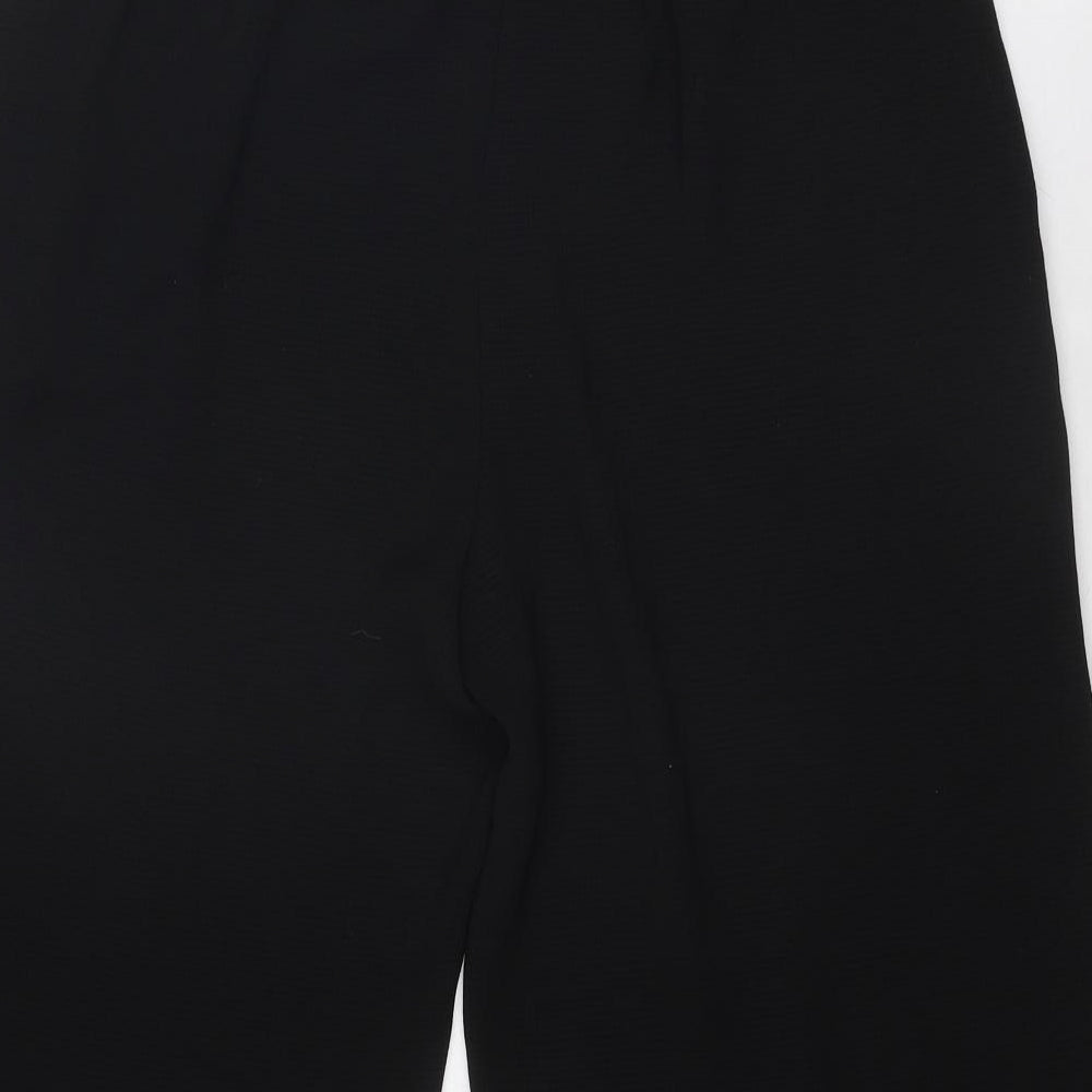 Zara Womens Black Polyacrylate Fibre Cropped Trousers Size L Regular Drawstring
