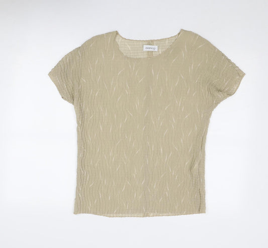 Bianca Womens Beige Geometric Polyester Basic Blouse Size 12 Round Neck