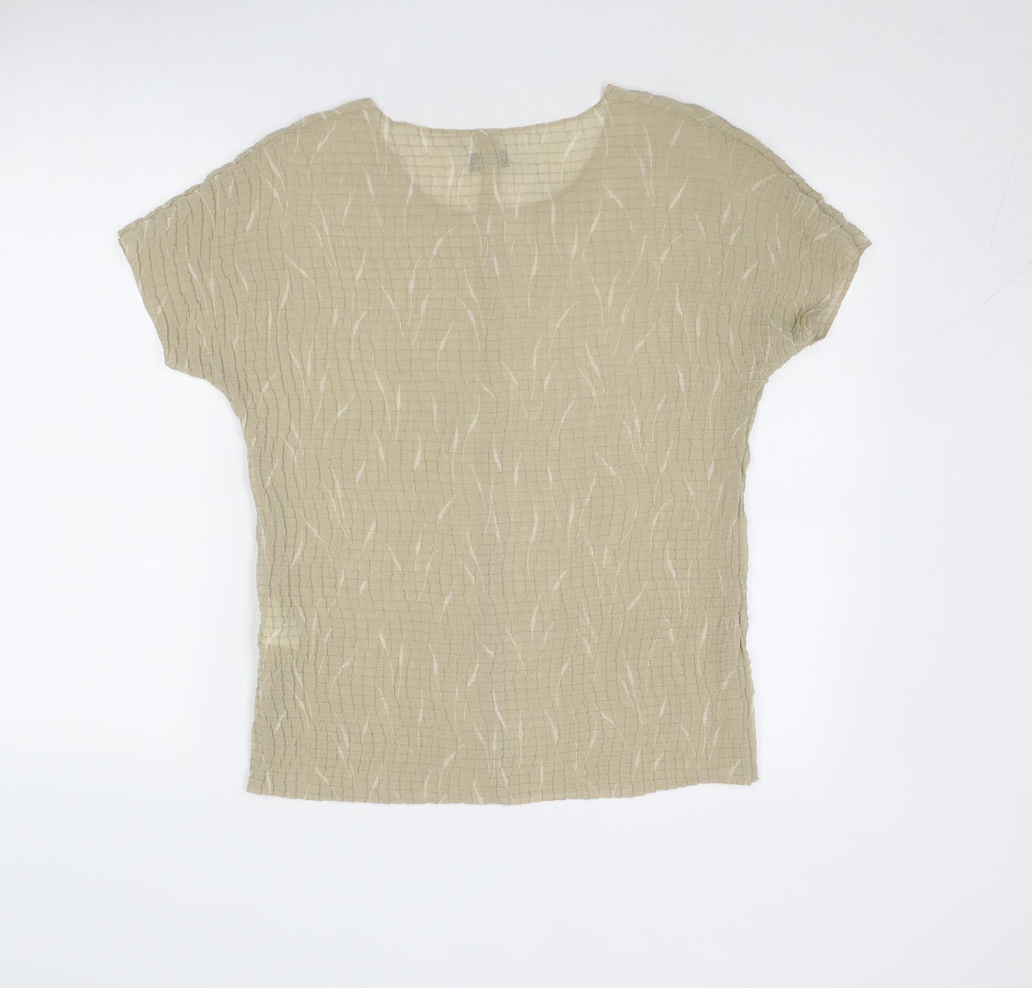 Bianca Womens Beige Geometric Polyester Basic Blouse Size 12 Round Neck