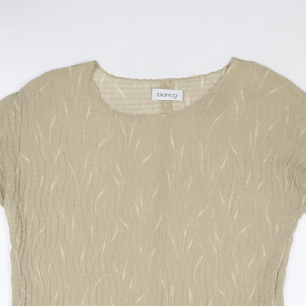 Bianca Womens Beige Geometric Polyester Basic Blouse Size 12 Round Neck