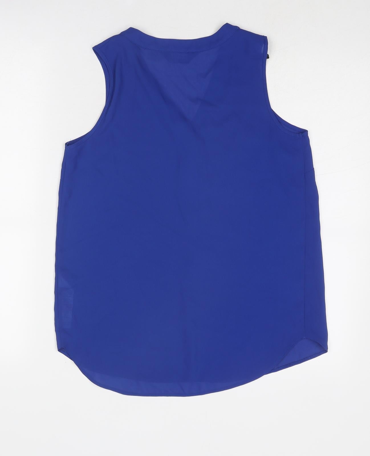 Dorothy Perkins Womens Blue Polyester Basic Tank Size 8 V-Neck