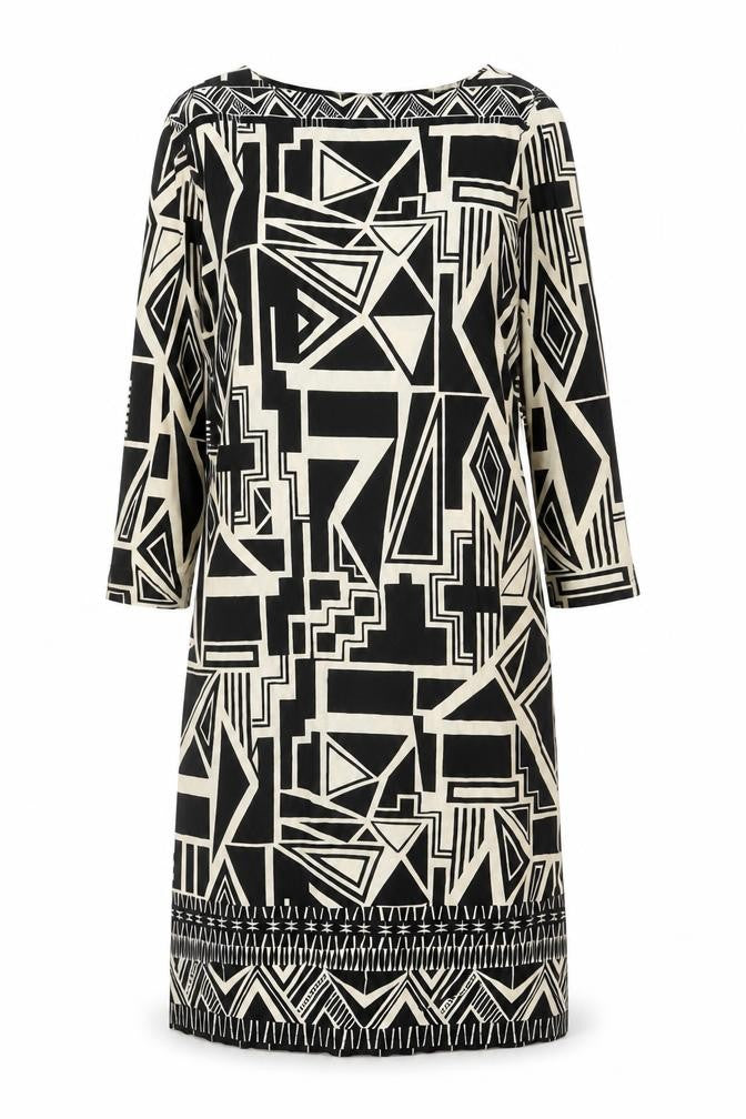 Wallis Womens Black Geometric Polyester A-Line Size S Round Neck Pullover