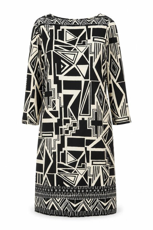 Wallis Womens Black Geometric Polyester A-Line Size S Round Neck Pullover