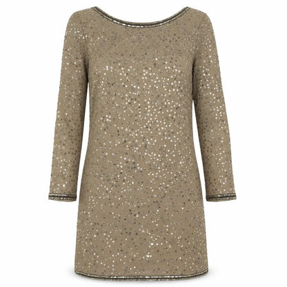 Phase Eight Womens Gold Polyester Shift Size 10 Round Neck Tie - Open Back